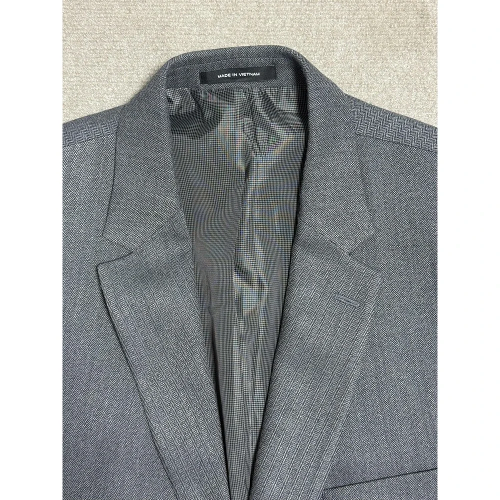 Awearness Kenneth Cole Blazer Mens 48R Gray‎ Classic Fit Herringbone Wool Blend
